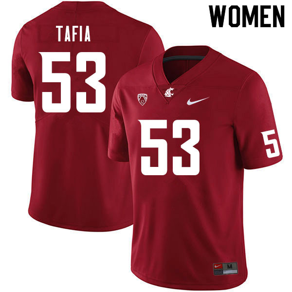 Women #53 Jernias Tafia Washington State Cougars College Football Jerseys Sale-Crimson